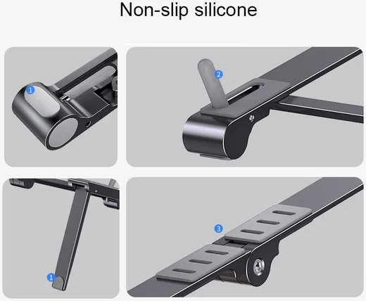 Universele Verstelbare Houder voor Smartphone / Laptop / Tablet Zilver afbeelding 8