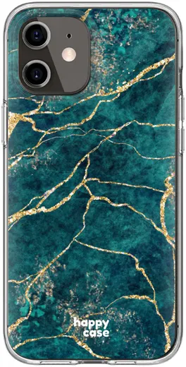 HappyCase iPhone 12 / 12 Pro Hoesje Flexibel TPU Aqua Marmer Print afbeelding 8