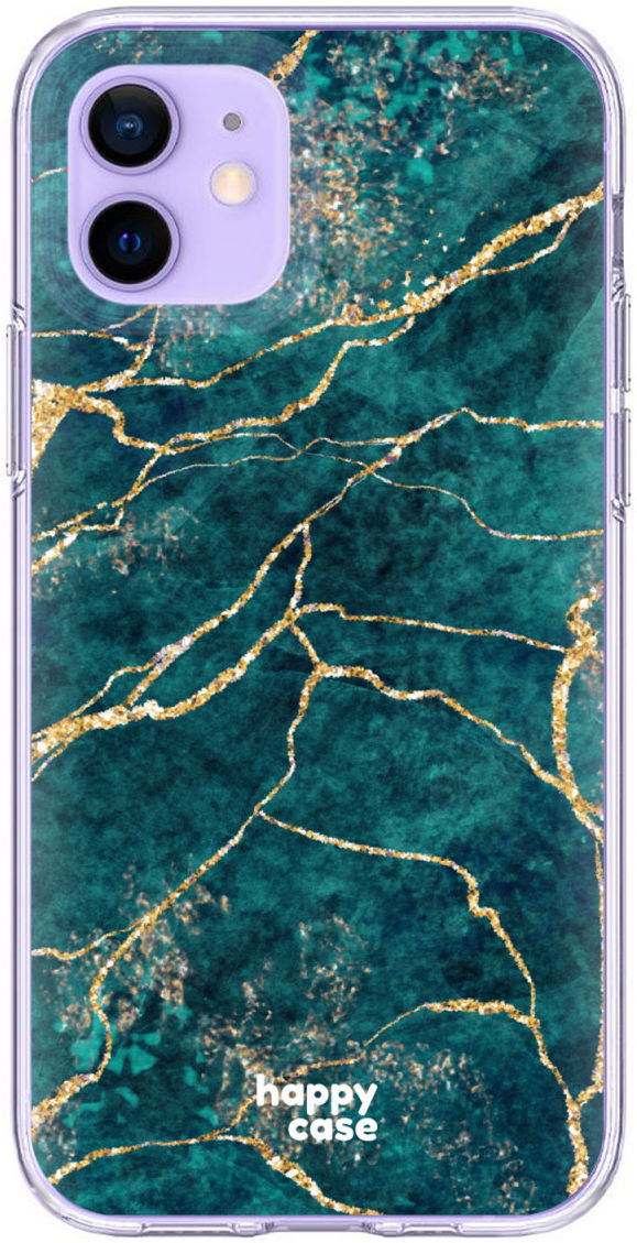 HappyCase iPhone 12 / 12 Pro Hoesje Flexibel TPU Aqua Marmer Print afbeelding 1