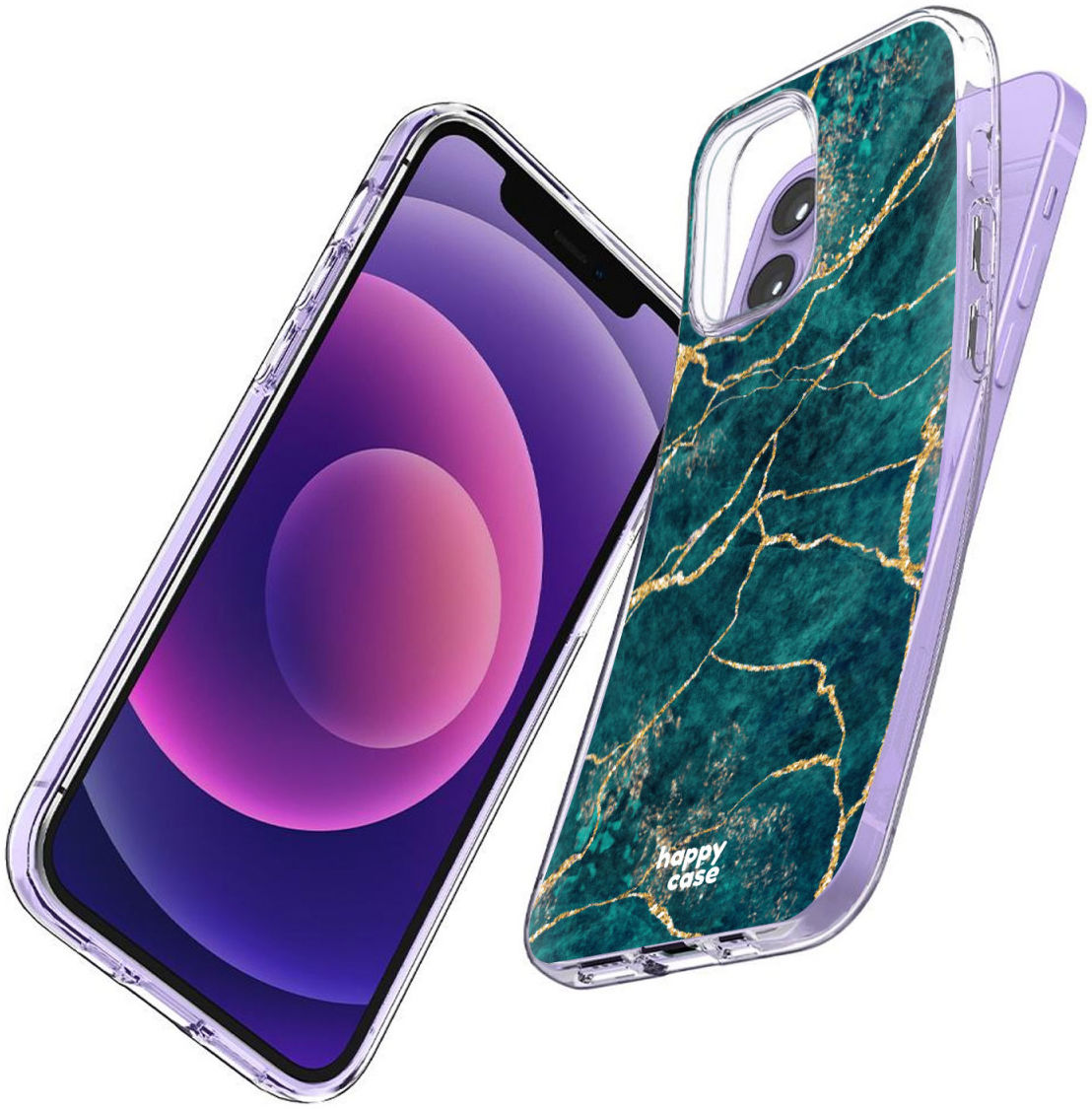 HappyCase iPhone 12 / 12 Pro Hoesje Flexibel TPU Aqua Marmer Print afbeelding 5