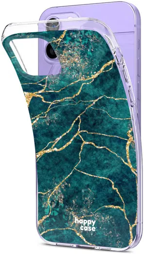 HappyCase iPhone 12 / 12 Pro Hoesje Flexibel TPU Aqua Marmer Print afbeelding 6