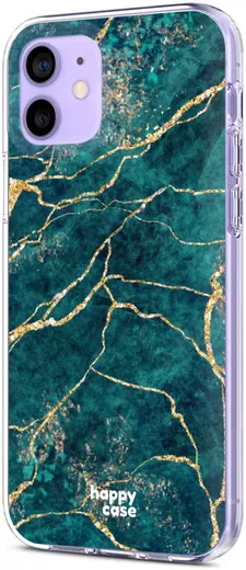 HappyCase iPhone 12 / 12 Pro Hoesje Flexibel TPU Aqua Marmer Print afbeelding 7