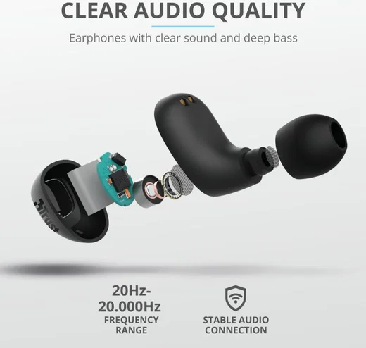Trust Nika Compact Bluetooth Wireless Earphones Zwart afbeelding 11