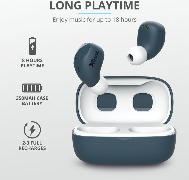 Trust Nika Compact Bluetooth Wireless Earphones Blauw afbeelding 6