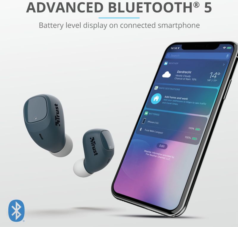 Trust Nika Compact Bluetooth Wireless Earphones Blauw afbeelding 10