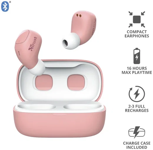 Trust Nika Compact Bluetooth Wireless Earphones Roze afbeelding 11