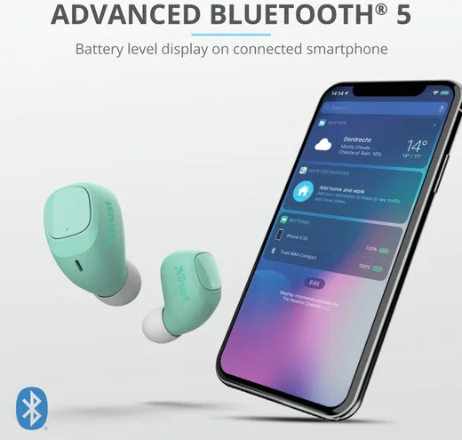 Trust Nika Compact Bluetooth Wireless Earphones Mint afbeelding 9