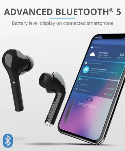 Trust Nika Touch Bluetooth In-Ear Volledig Draadloze Oordopjes Zwart afbeelding 9