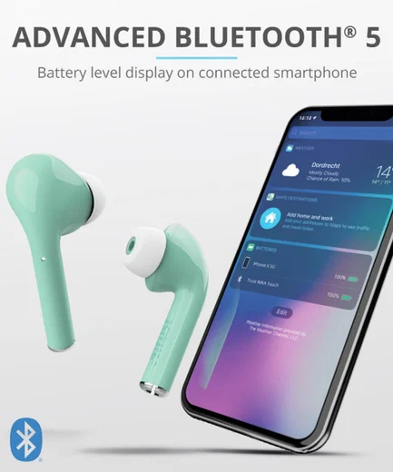 Trust Nika Touch Bluetooth In-Ear Volledig Draadloze Oordopjes Groen afbeelding 9