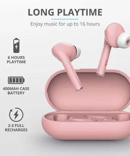 Trust Nika Touch Bluetooth In-Ear Volledig Draadloze Oordopjes Roze afbeelding 7