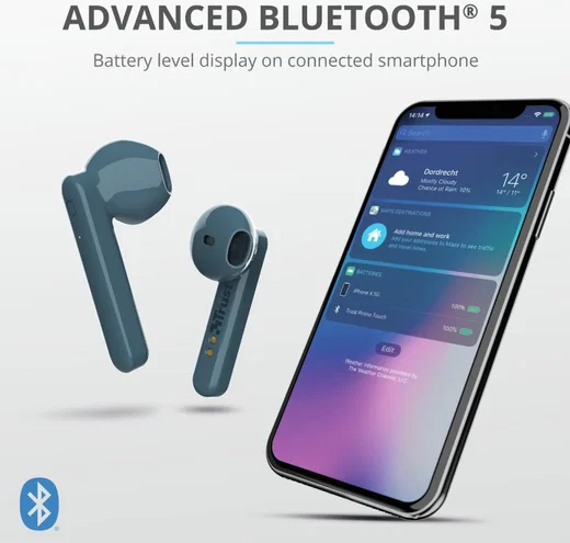 Trust Primo Touch Wireless Bluetooth Earphones Blauw afbeelding 13