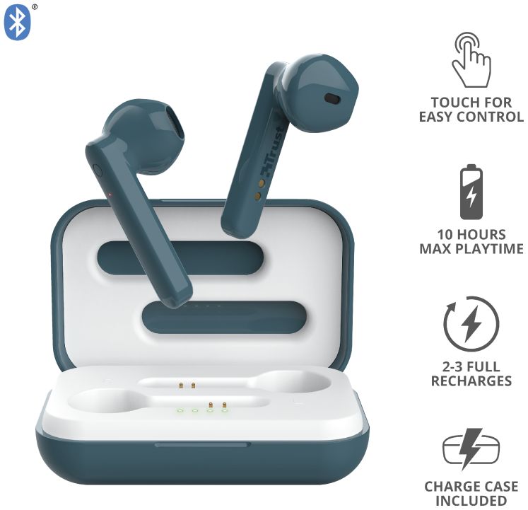 Trust Primo Touch Wireless Bluetooth Earphones Blauw afbeelding 8