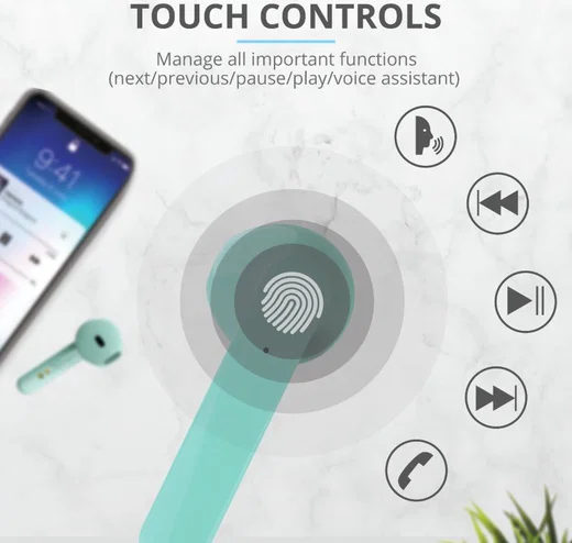 Trust Primo Touch Wireless Bluetooth Earphones Mint Groen afbeelding 11