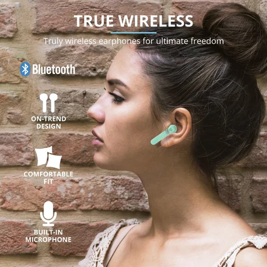 Trust Primo Touch Wireless Bluetooth Earphones Mint Groen afbeelding 9