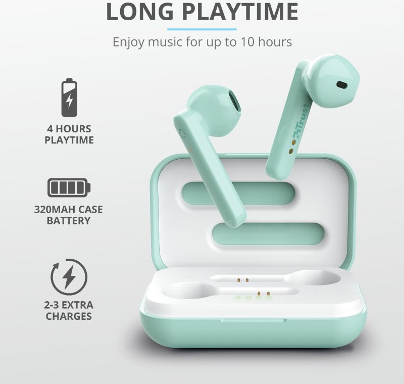 Trust Primo Touch Wireless Bluetooth Earphones Mint Groen afbeelding 10