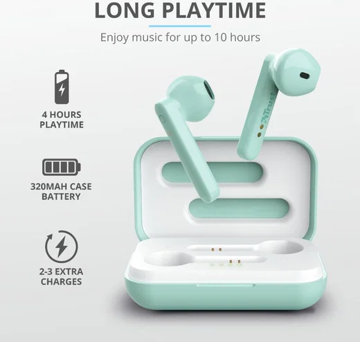 Trust Primo Touch Wireless Bluetooth Earphones Mint Groen afbeelding 10