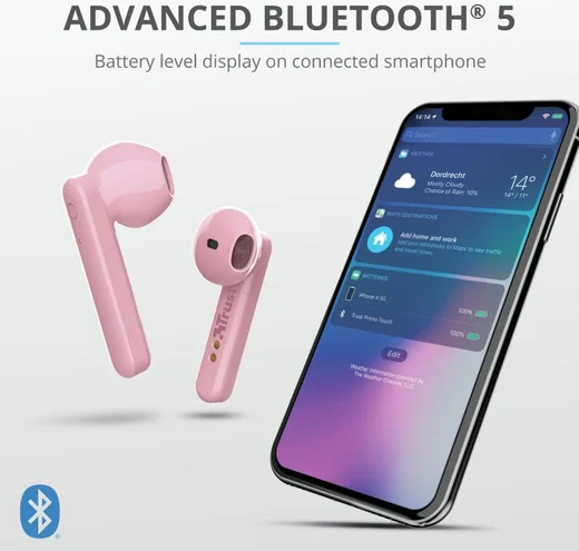 Trust Primo Touch Wireless Bluetooth Earphones Roze afbeelding 13