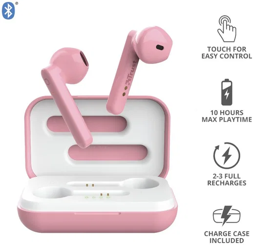 Trust Primo Touch Wireless Bluetooth Earphones Roze afbeelding 8