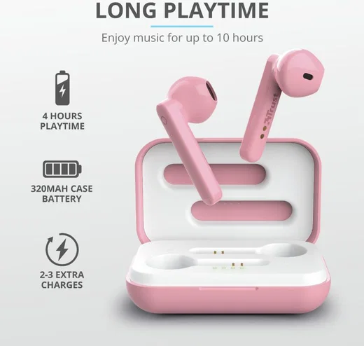 Trust Primo Touch Wireless Bluetooth Earphones Roze afbeelding 10