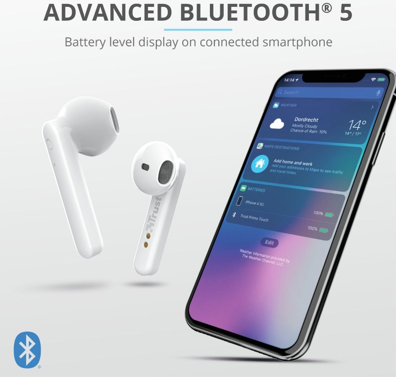 Trust Primo Touch Wireless Bluetooth Earphones Wit afbeelding 12