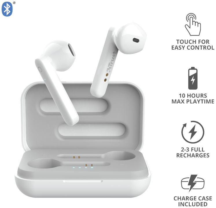 Trust Primo Touch Wireless Bluetooth Earphones Wit afbeelding 8