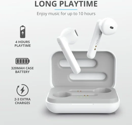 Trust Primo Touch Wireless Bluetooth Earphones Wit afbeelding 10