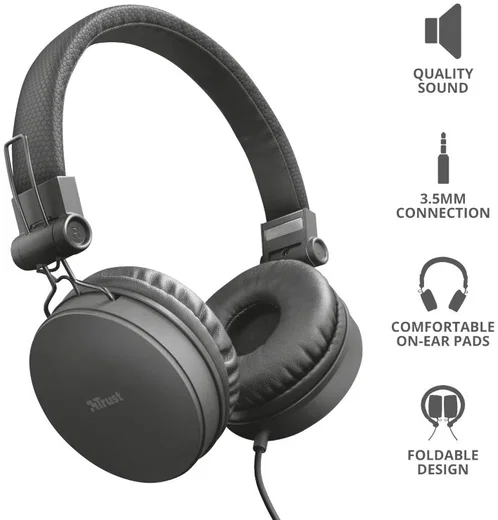 Trust Tones Wired On-Ear Koptelefoon Zwart afbeelding 9