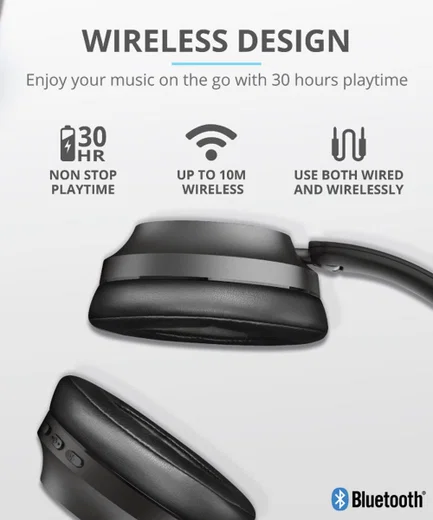 Trust Eaze Bluetooth Over-Ear Volledig Draadloze Koptelefoon Zwart afbeelding 7