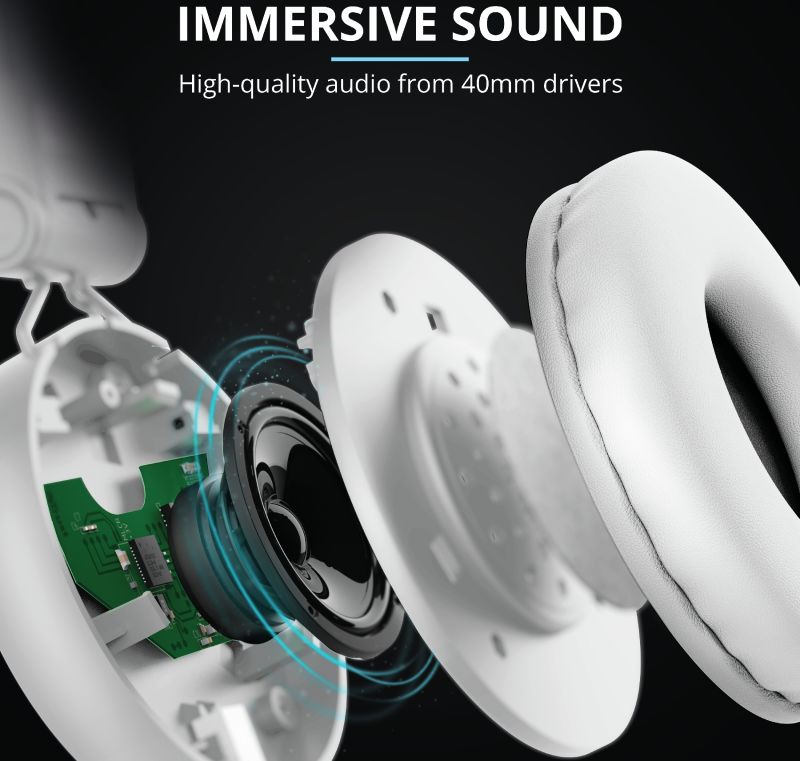 Trust Tones Bedraad/Bluetooth Draadloze On-Ear Koptelefoon Wit afbeelding 11