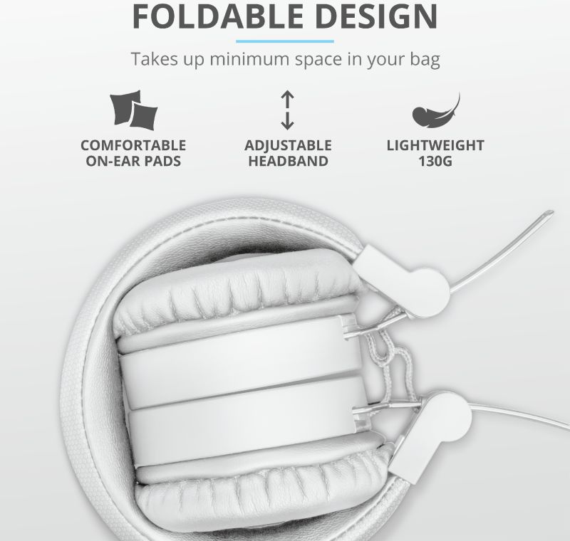 Trust Tones Bedraad/Bluetooth Draadloze On-Ear Koptelefoon Wit afbeelding 12