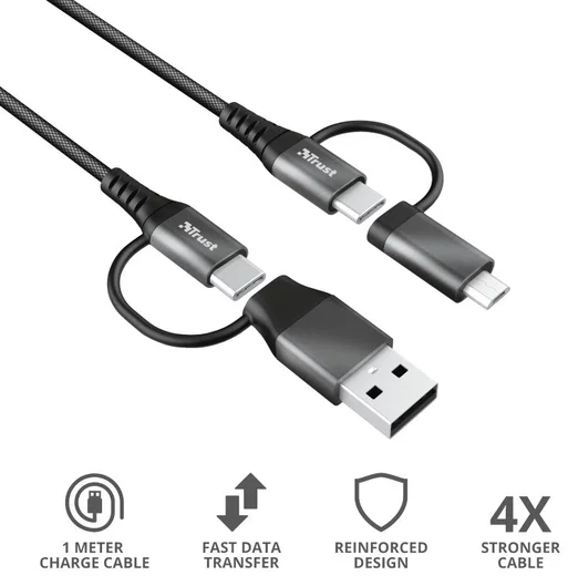 Trust Keyla 4-in-1 USB Data en Oplaad Kabel 1 Meter afbeelding 9