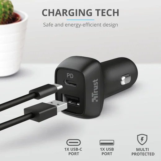 Trust Qmax 30W Autolader Fast Charge USB and USB-C Zwart afbeelding 8