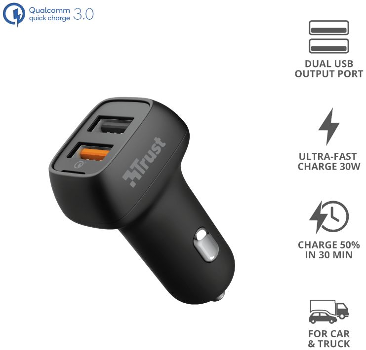 Trust Qmax Dubbele USB Poort Autolader afbeelding 7