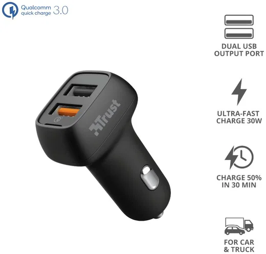 Trust Qmax Dubbele USB Poort Autolader afbeelding 7