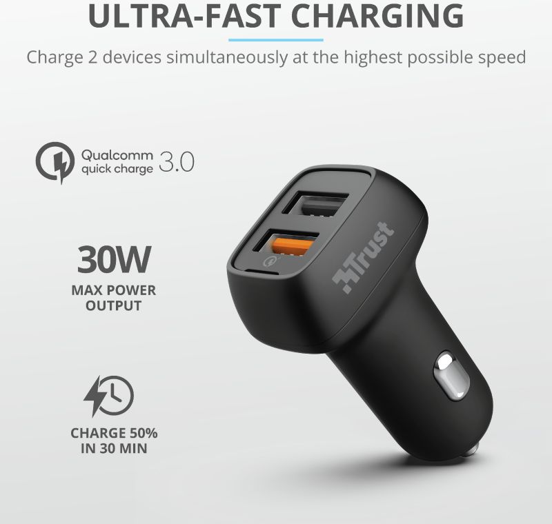 Trust Qmax Dubbele USB Poort Autolader afbeelding 10