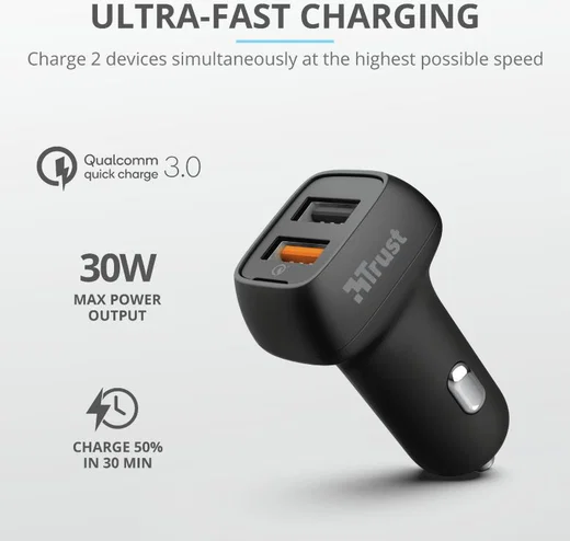 Trust Qmax Dubbele USB Poort Autolader afbeelding 10