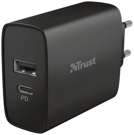 Trust Qmax Snellader 30W USB + USB-C Oplader met Power Delivery Zwart afbeelding 1
