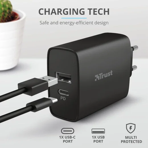 Trust Qmax Snellader 30W USB + USB-C Oplader met Power Delivery Zwart afbeelding 8