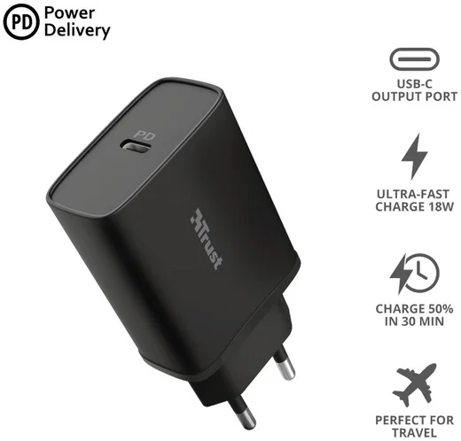 Trust Qmax USB-C Snellader 18W met Power Delivery 3.0 Zwart afbeelding 7