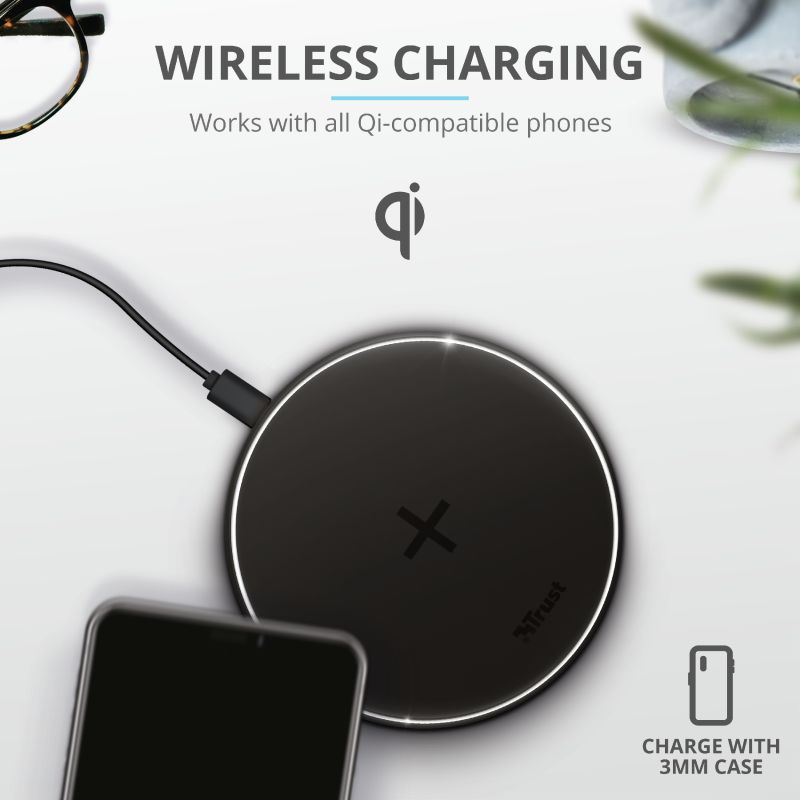 Trust Qylo Draadloze Oplader 10W Fast Charge + MicroUSB kabel 1M Zwart afbeelding 7