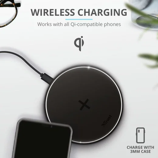 Trust Qylo Draadloze Oplader 10W Fast Charge + MicroUSB kabel 1M Zwart afbeelding 7