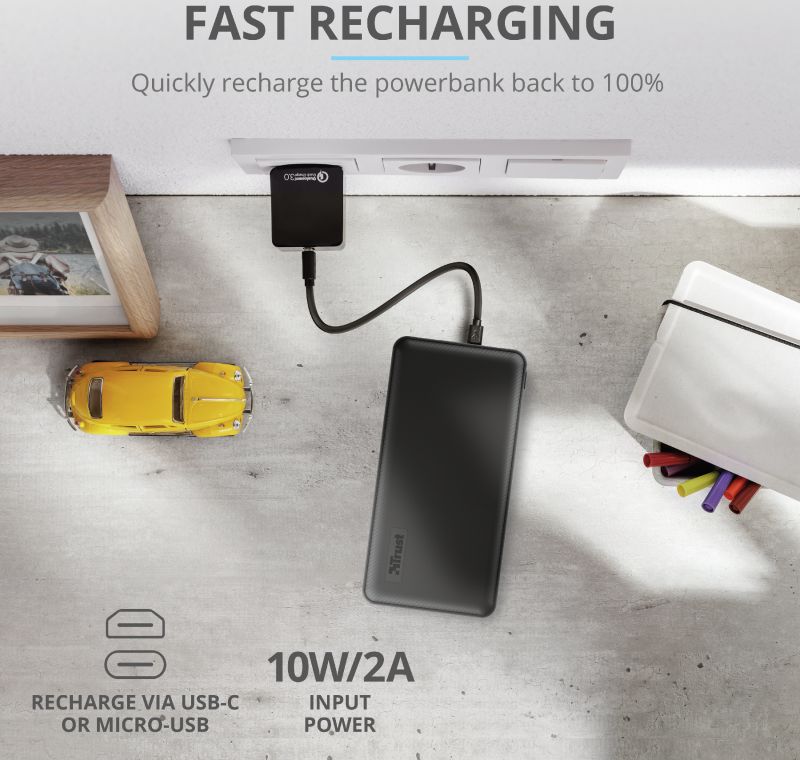 Trust Primo PowerBank 20.000 mAh Fast Charge USB/USB-C Zwart afbeelding 11