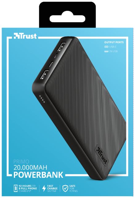 Trust Primo PowerBank 20.000 mAh Fast Charge USB/USB-C Zwart afbeelding 14