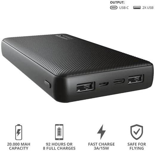 Trust Primo PowerBank 20.000 mAh Fast Charge USB/USB-C Zwart afbeelding 10