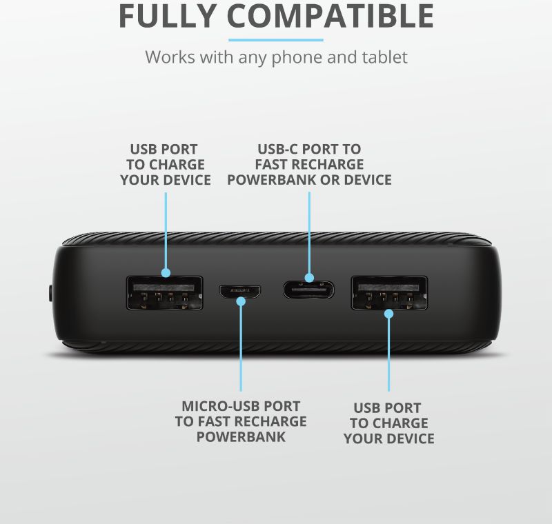 Trust Primo PowerBank 20.000 mAh Fast Charge USB/USB-C Zwart afbeelding 7