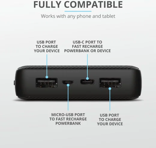 Trust Primo PowerBank 20.000 mAh Fast Charge USB/USB-C Zwart afbeelding 7