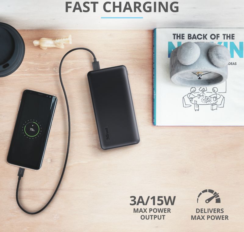 Trust Primo Compact PowerBank 15.000 mAh Fast Charge USB/USB-C Zwart afbeelding 6