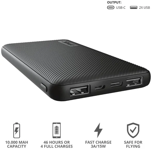 Trust Primo Ultra Dunne USB-C PowerBank 10.000 mAh Zwart afbeelding 6