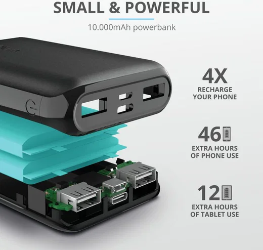 Trust Pacto2 Pocket-Size Fast Charge Powerbank 10.000 mAh Zwart afbeelding 5