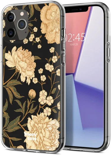 HappyCase iPhone 12 / 12 Pro Hoesje Flexibel TPU Gele Rozen Print afbeelding 2